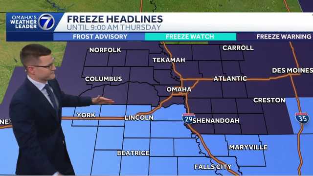 Freeze warning early Thursday, beautiful afternoon for Omaha area