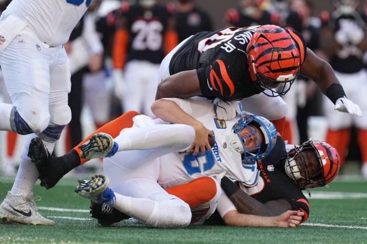 Giovanni Manu ‘up and down,’ Lions unsure of Taylor Decker’s immediate availability