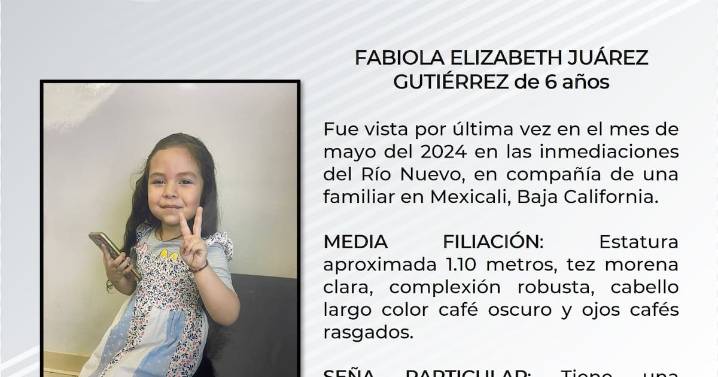 Se busca a Fabiola Elizabeth Juárez Gutiérrez, de 6 años