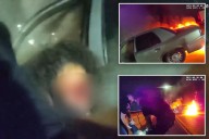 Dramatic video shows cop pull driver from her burning car