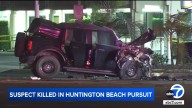 Suspect dead after crashing into vehicle and pole at end of police chase in Huntington Beach