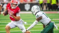 Indiana football quarterback reacts to chants of "HeisMendoza" during win over Michigan State