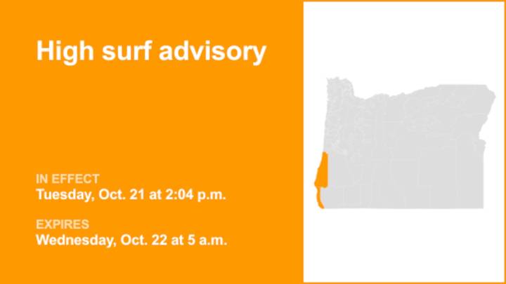 High surf advisory in place for South Central Oregon Coast and Curry County Coast until early Wednesday morning