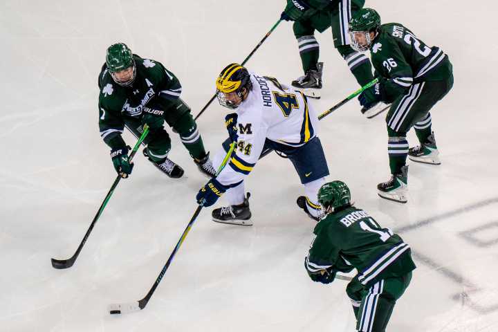 Will Horcoff notches hat trick in Michigan’s dominant showing during season opener