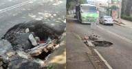 Vecinos de Tlalpan en CDMX denuncian socavón y coladeras mal tapadas; autoridades se dan ¡40 días! para resolverlo