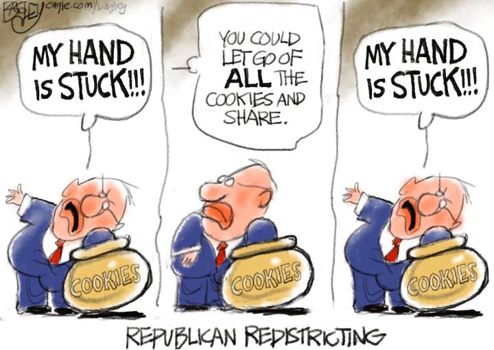 Bagley Cartoon: Hand in the Gerrymander Jar