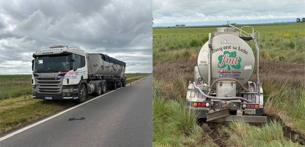 Dos camiones se rozaron en la Ruta 226 esta mañana, uno despistó