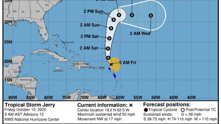 Here's what changed overnight on Tropical Storm Jerry