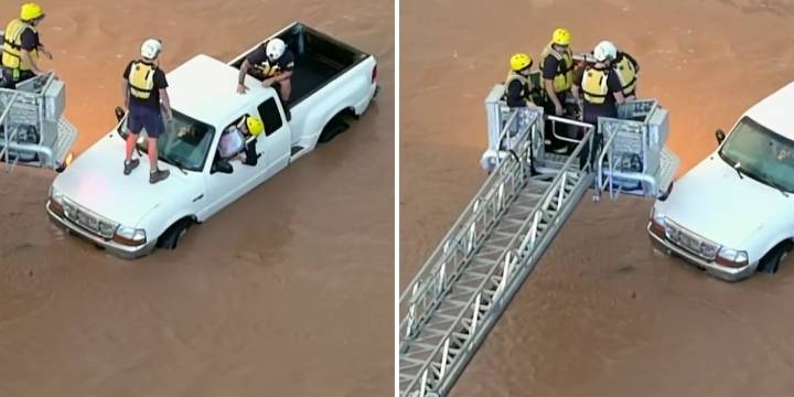 Firefighters save man who was trapped in New River floodwaters