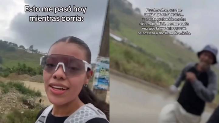 Influencer graba el momento en que una persona en situación de calle la persigue con cuchillo en mano