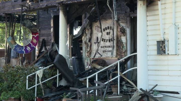 Shelter for displaced women and children destroyed by a massive fire overnight
