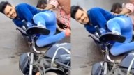 Biker Couple Misses Man's Road Safety Warning On Rainy Day, Falls On Ground: ‘Jubaan Check Karo Kaali Hogi’