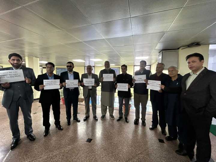 NC, Congress MLAs stage silent protest in J&K Assembly, seek release of AAP’s Mehraj Malik