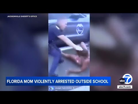 Video shows violent arrest of woman outside daughter's school