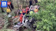 Man trapped in truck rollover which spilt 20,000 litres of rancid fish product into Putty Road creek bed