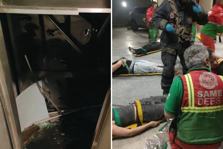 Se cayó un ascensor desde un séptimo piso y nueve jóvenes quedaron atrapados