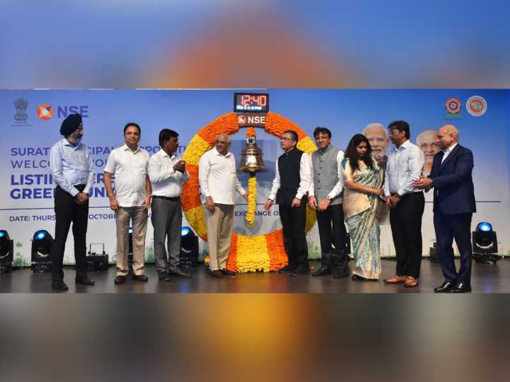 Gujarat CM rings bell at NSE to mark listing of SMC’s green bond