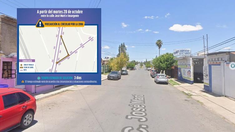 Cerrarán calles Arquitectura y José Marti por reparación de la JMAS
