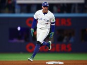 Blue Jays icon Joe Carter celebrates George Springer’s homer