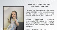 Se busca a Fabiola Elizabeth Juárez Gutiérrez, de 6 años