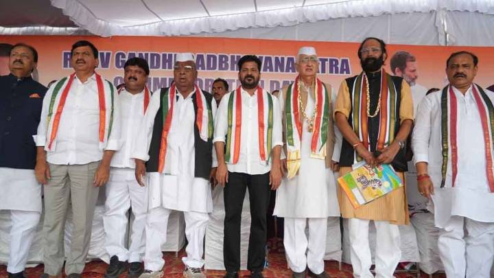 Telangana CM Revanth Reddy pays Tribute to Rajiv Gandhi at Sadbhavana Yatra in Charminar