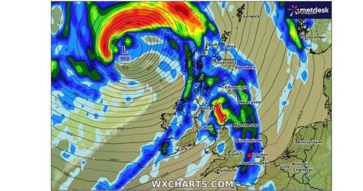UK weather maps turn violent red as Storm Amy tears across Britain