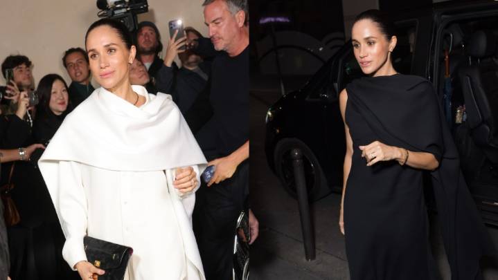 Meghan Markle Goes Draped in Balenciaga for Paris Fashion Week