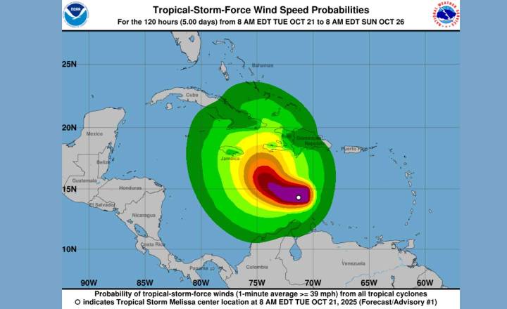 Melissa es una tormenta tropical en trayectoria a Haití y Jamaica