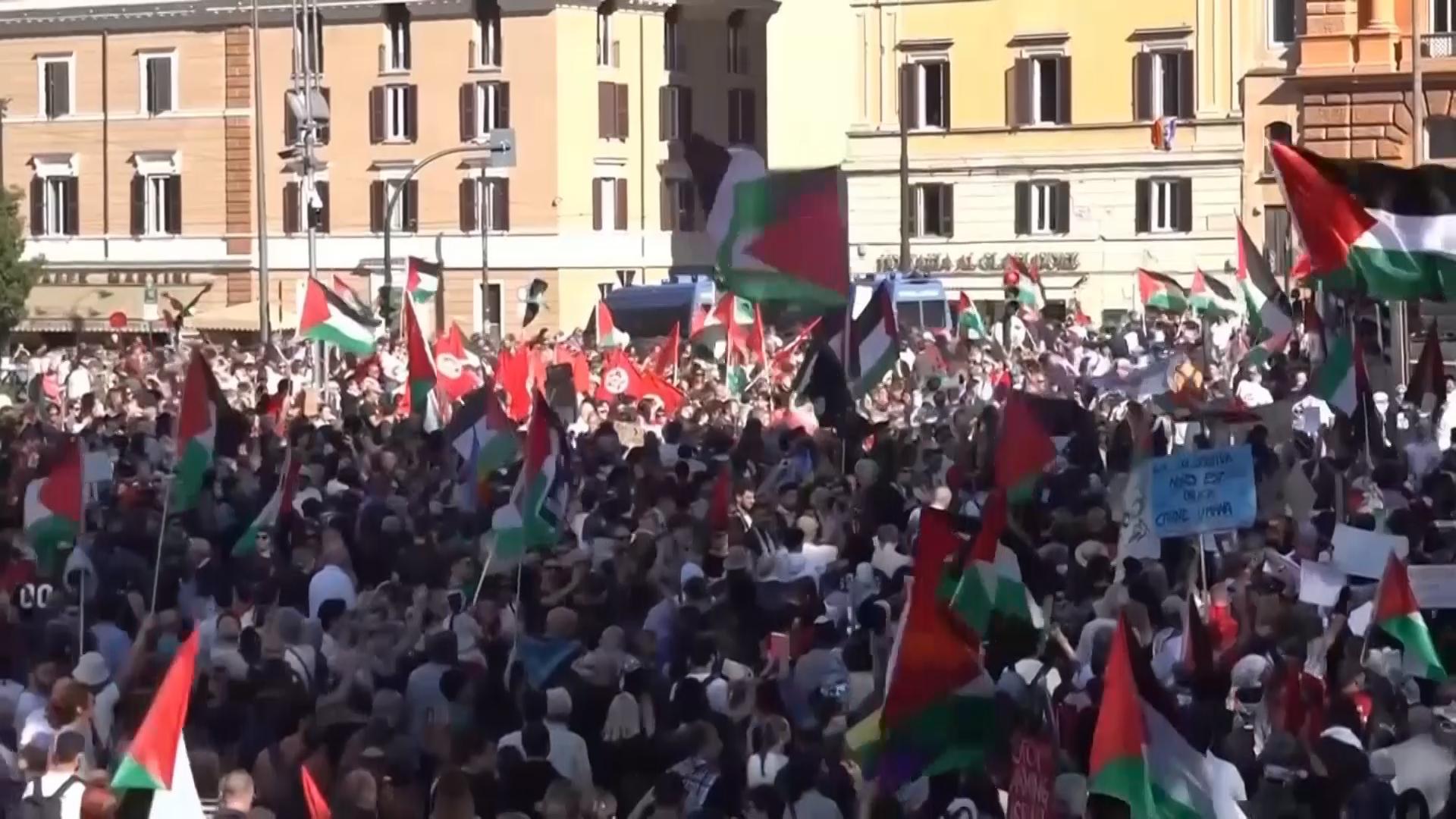 Marches in several European cities protest Israel's military campaign in Gaza