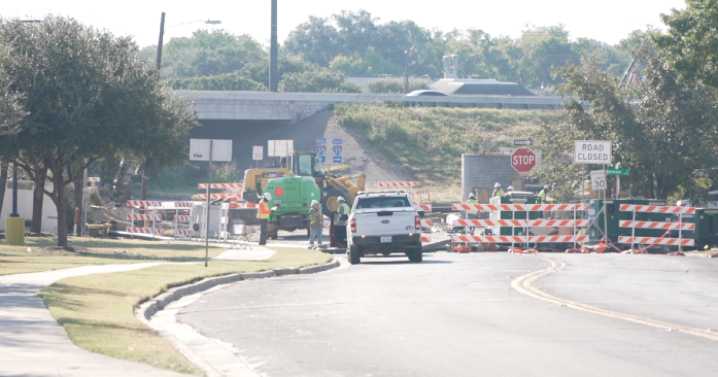 Construction continues along I-35 frontage road near Valley Mills H-E-B as TxDOT works on utility improvements