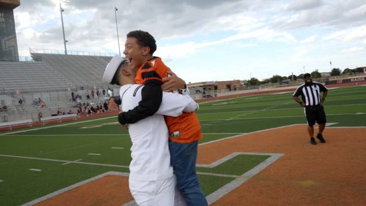 VIDEO: Hutto ISD student-athlete reunited with brother ahead of year