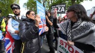 Police try to keep rival protesters apart as London demonstration marks two years since Gaza war