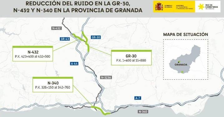 Transportes aprueba el proyecto que reducirá el ruido de tres carreteras de Granada por 46,7 millones