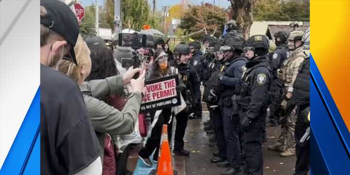 Video from Portland ICE building shows arrest after agents appear to pull protester over line