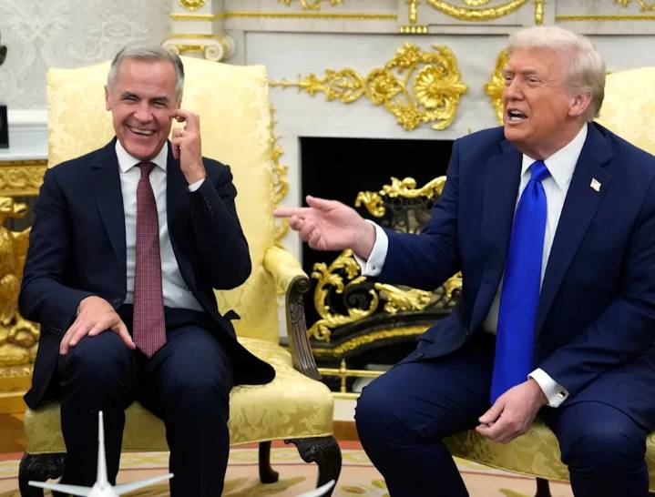 Prime Minister Mark Carney and U.S. President Donald Trump hold a press conference at the White House in Washington, D.C., Tuesday, Oct. 7, 2025.