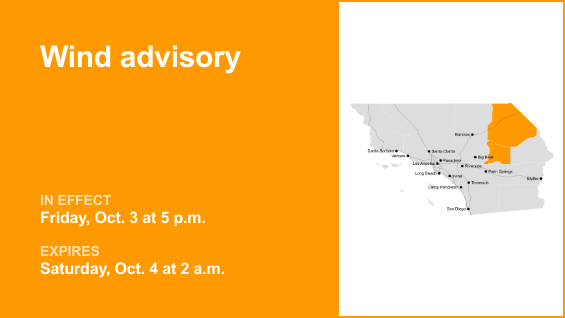 Update: Eastern Mojave Desert and Morongo Basin placed under a wind advisory Friday and Saturday