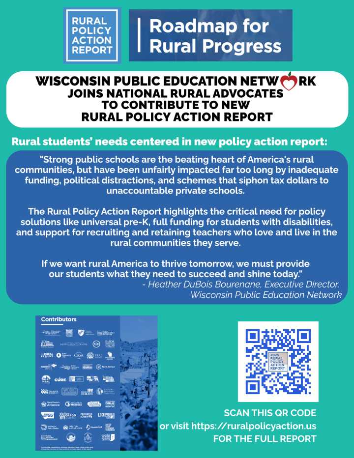 Wisconsin Public Education Network: ‘Roadmap for Rural Progress’: Wisconsin Public Education Network joins national rural advocacy coalition to launch new rural policy action report