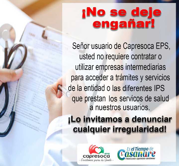 No se deje engañar, en Capresoca no necesita intermediarios para trámites y servicios