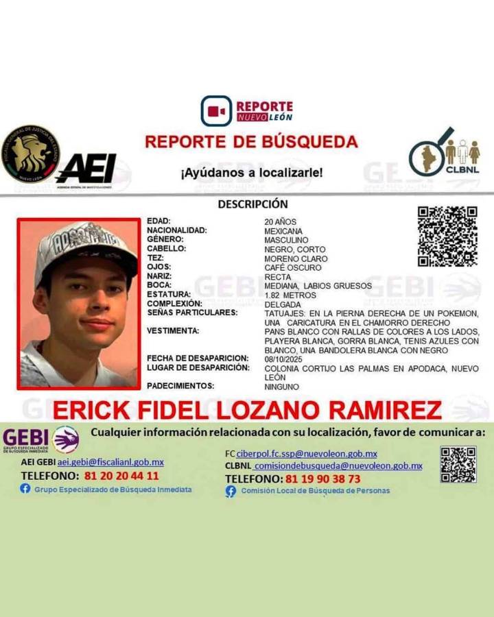 Encuentran en Coahuila cuerpo de Erick Fidel Lozano