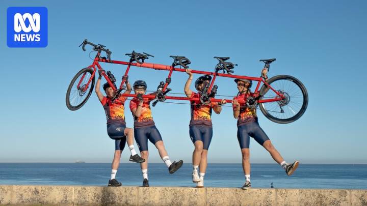 Custom quad tandem bike ridden for charity baffles Aussie bike mechanics