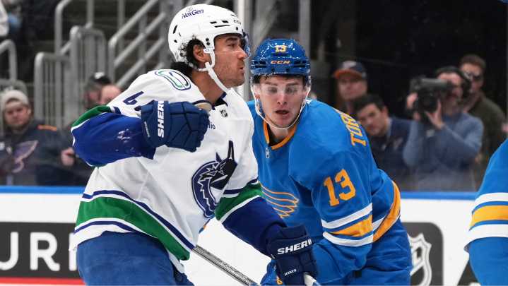 Kiefer Sherwood nets hat trick to lead Canucks over Blues