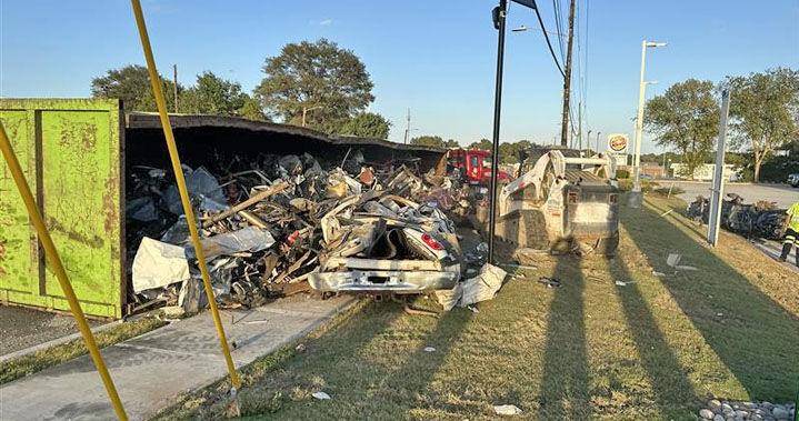 Truck overturns on Forest Parkway