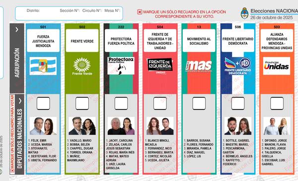 Elecciones 2025: así es la boleta única en Mendoza