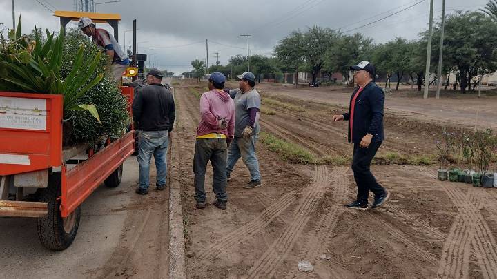 Municipales embellecieron el acceso principal de Colonia El Simbolar