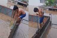 Joven arriesga todo para salvar a un gato en medio de las inundaciones en Veracruz