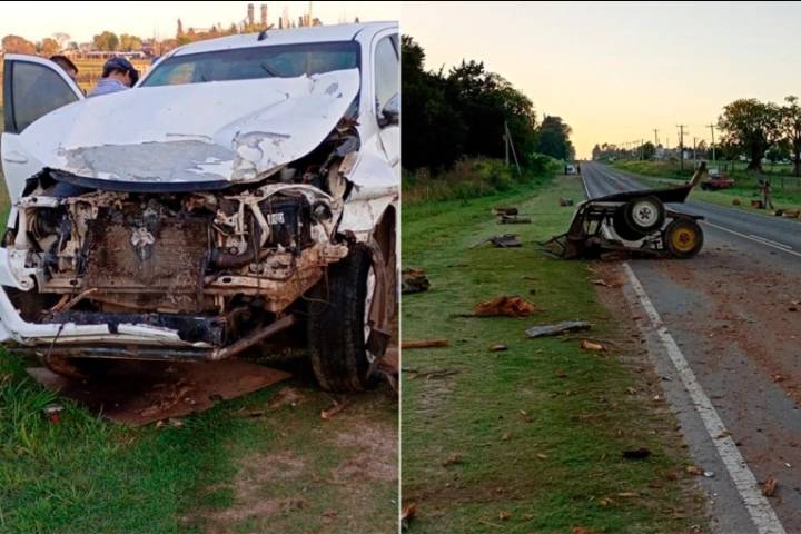 Camioneta chocó fuertemente de atrás a otra que llevaba un acoplado en ruta 11