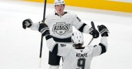 Kings blow 3-goal lead but Clarke scores late to beat Sharks 4