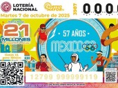 Lotería Nacional rinde homenaje a México 68 con billete conmemorativo