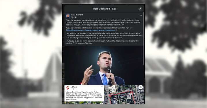 Following Kirk memorial cancellation, Diamond plans prayer walk around LVC