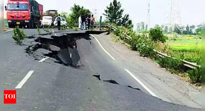 Bhopal infra nightmare: 100-metre road stretch collapses near Sukhi Sevania; massive 30